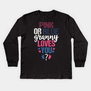 Pink or blue Granny loves you Kids Long Sleeve T-Shirt